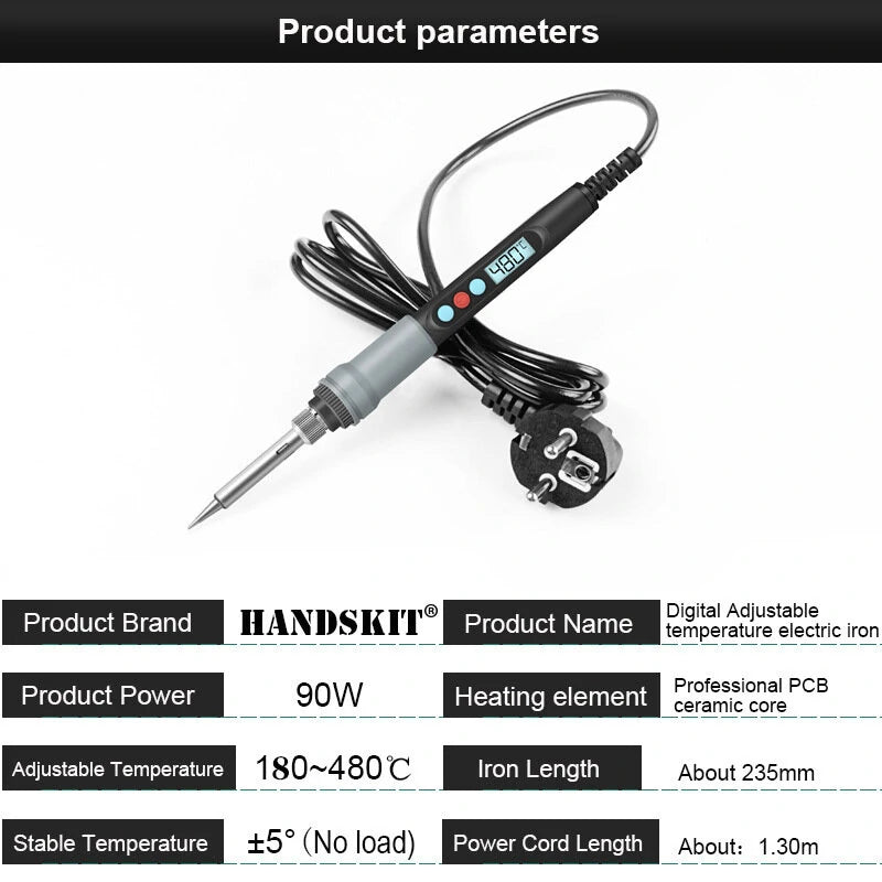 Handskit Dual Voltage 60W/90W Adjustable Temperature Soldering Iron Set for Cutting, Welding, and Repair