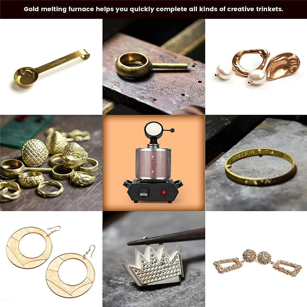 Drillpro Digital Gold Melting Furnace 3KG, AC110V/220V Heating Capacity for Metal Casting & Refining