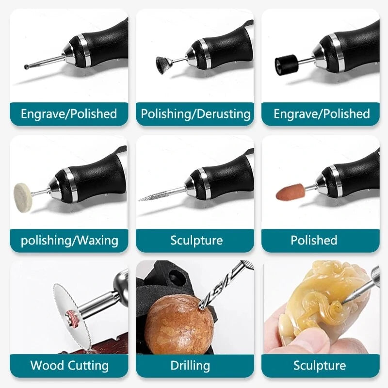 Portable Mini Electric Engraving Pen Kit for DIY Glass, Metal, Jewelry, Wood, Stone & Nail Art
