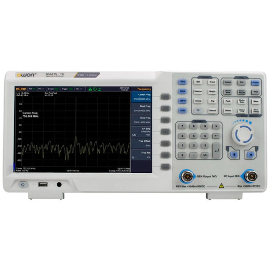 OWON XSA800 Series 9kHz-1.5GHz Spectrum Analyzer, 9-Inch TFT LCD, USB/LAN Connectivity