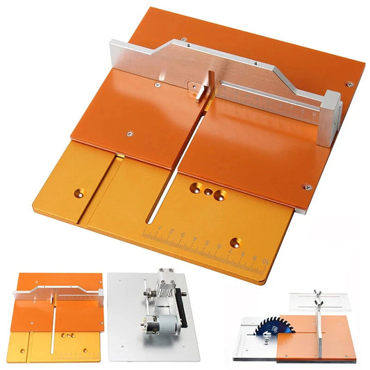 Aluminum T60 Mini Table Saw Insert: Precision Flip Cover Plate with Miter Gauge & Wrench for Woodworking