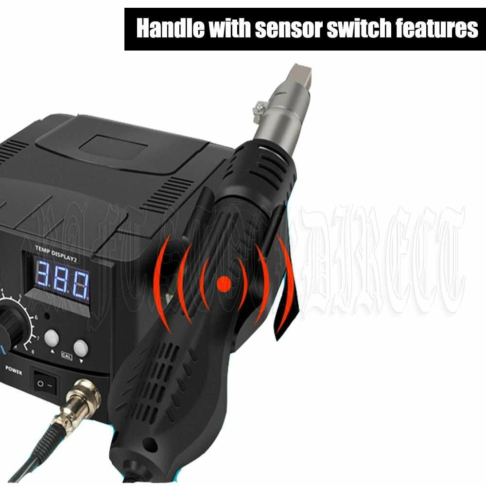 Dual LCD 2-in-1 Hot Air & Soldering Station - Precision Temperature Control & ESD Safe with Auto Cooling