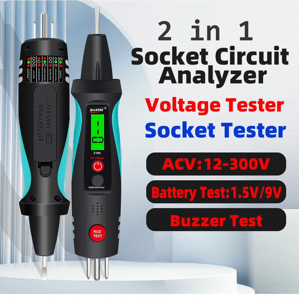 2-in-1 Intelligent Voltage Tester & Circuit Analyzer with Battery & City Voltage Measurement - HY-218A