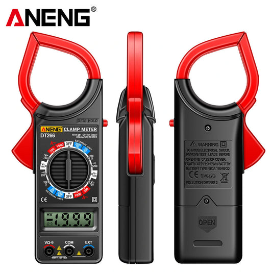 High-Precision ANENG DT266 Digital Clamp Meter, 1000A AC Current/Voltage/Resistance Tester, Non-Contact Large Jaw, LCD Display