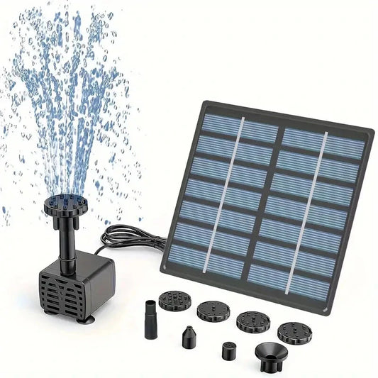 Solar Water Pump Kit for Garden Decor - 8 Nozzle Attachments for DIY Fountain, Pond, Bird Bath, Aquarium, Waterfall