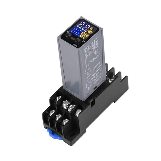 High-Precision H3Y-4 Adjustable Time Relay 14 Pin LCD Display | 12V/24V DC & 220V AC Dual Cycle Timer with Fire-Resistant Base