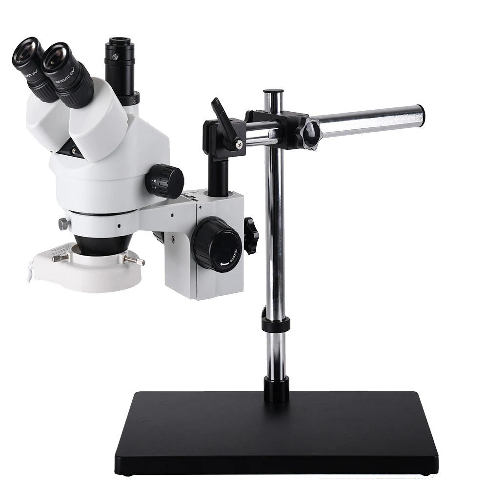 Stereo Microscope 3.5~90X Zoom with 16MP Camera, All-Metal Stand, 56-LED Ring Light for Industrial PCB Repair