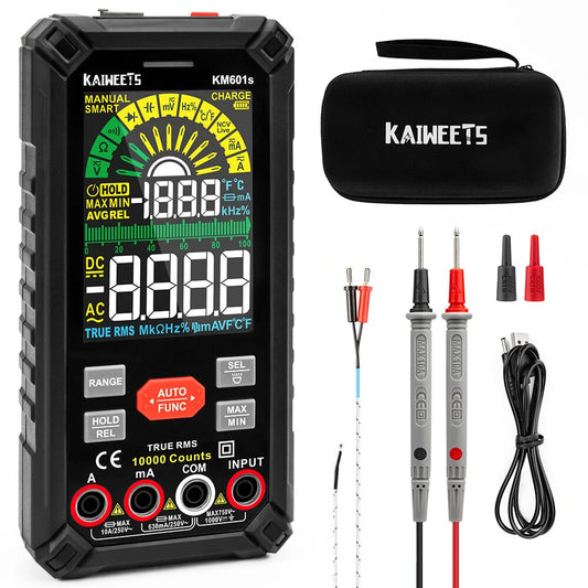 KAIWEETS KM601S Smart Multimeter True RMS 10000 Counts Rechargeable 1200mAh Battery AC/DC Tester for Voltage, Resistance & Capacitance