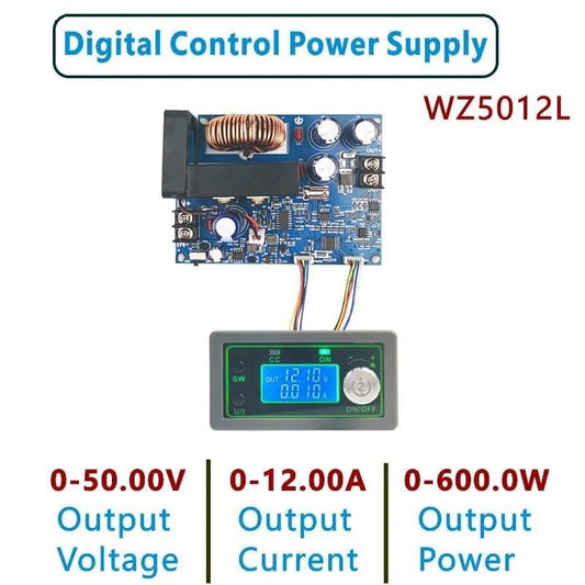 WZ5012L 600W LED Display DC-DC Buck Converter, 50V 12A Adjustable Step-Down Power Supply, CC CV Regulated Module