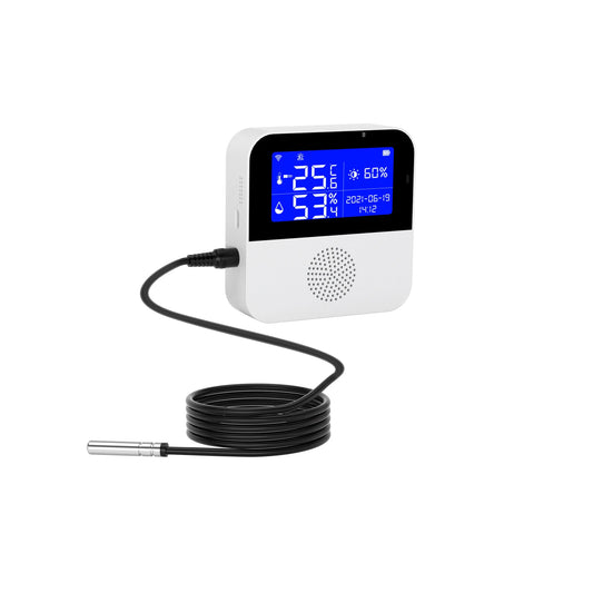 Smart WiFi Temperature & Humidity Sensor with LCD Display | Tuya Remote Monitor Compatible with Google & Alexa