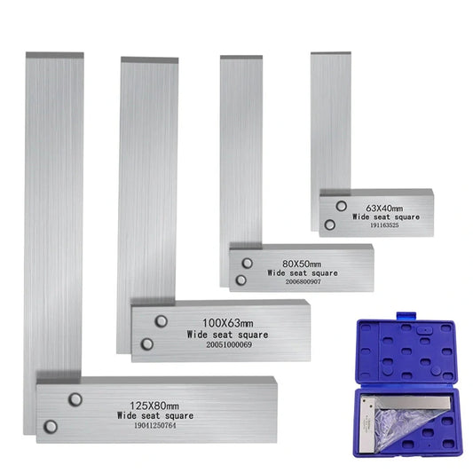 Precision Hardened Steel L-Shaped Ruler with Ground Seat, Available Sizes: 63x10, 80x50, 100x60, 125x80mm