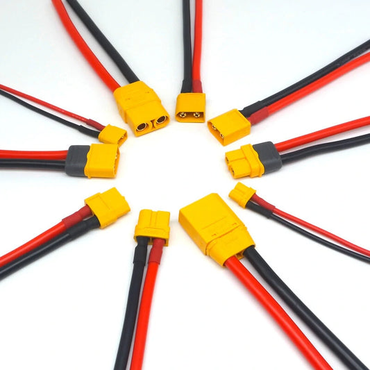 Eco-Friendly XT30U/XT60H/XT90H Drone Connectors with Gold-Plated Copper & Soft Silicone Cables for Stable Battery Connections