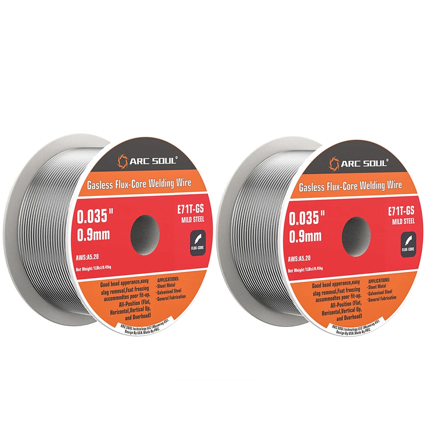 ARC SOUL 0.9mm Flux-Core Welding Wire - Gasless, Self-Shielding, Ideal for Home & Professional Use, 0.45kg/0.9kg