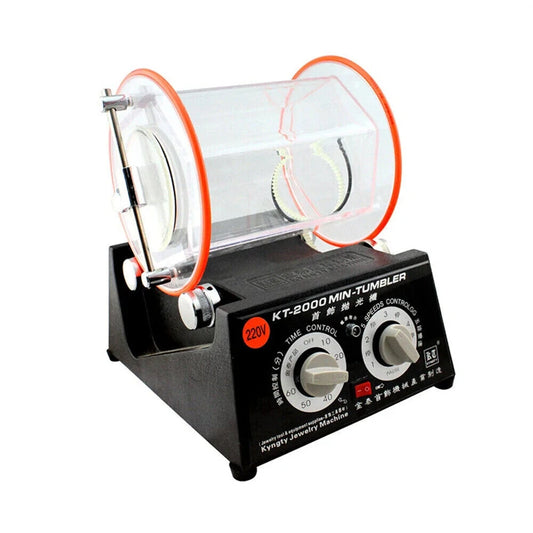 KT2000 Jewelry Polishing Rotary Tumbler, 5kg Capacity, Bidirectional Rotation, Time Control, Compact Deburring Finisher