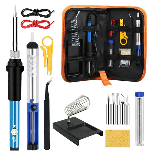 Adjustable Temperature Welding Iron Set, 60W, 200°C-450°C, 220V, Plastic & Aluminum Alloy