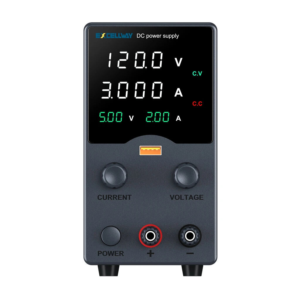EXCELLWAY GA Series Variable Output Power Supply with USB Fast Charging and Comprehensive Display, Compact Design for Versatile Applications