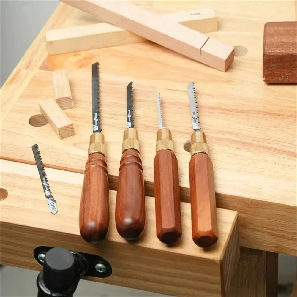 Rosewood Hand Saw with High Carbon Steel, Brass Collet & Interchangeable Fine/Coarse Blades for Precision Woodworking