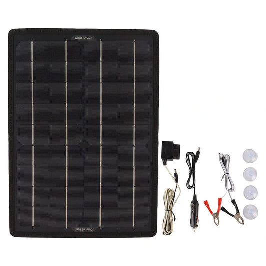 10W Solar Panel Charger for Cars - 12V Monocrystalline, OBD Compatible, Trickle Charge, Outdoor Use