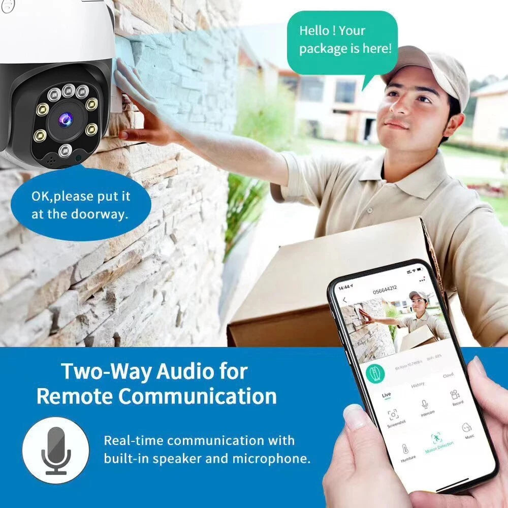 SD05W 5MP HD PTZ IP Camera, 5x Zoom, Night Vision, Human Detection, Waterproof, H.265+, Outdoor Speed Dome CCTV