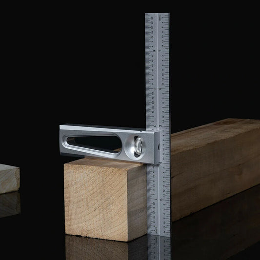 BRIDGE CITY TOOL WORKS DS-6v2 Precision Metric Stainless Steel Double Square, 6in Sliding Ruler with PVD Coating, Laser-Etched Dual Direction Reading