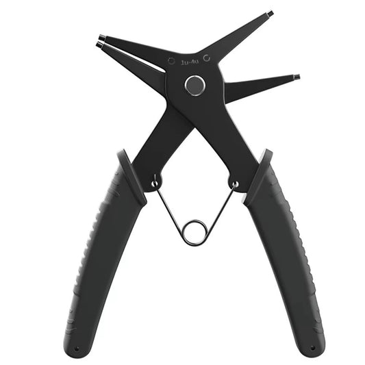 4-Way Multi-Functional Snap Ring & Circlip Pliers - Dual Purpose Hand Tool, Black