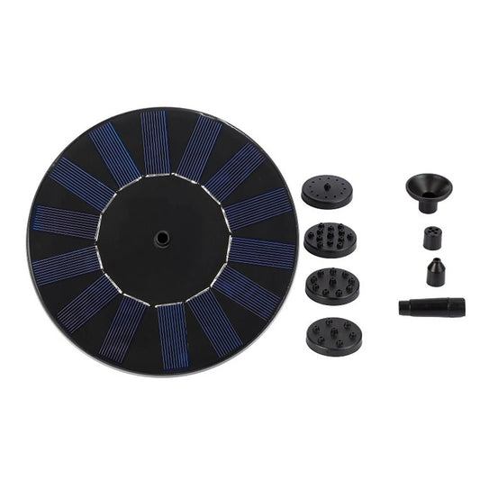 Solar Powered Garden Pond Fountain Pump, 1.5W 7V Panel, 110cm Lift, 190L/H Flow, 6 Spray Heads for Bird Baths & Outdoor Decor