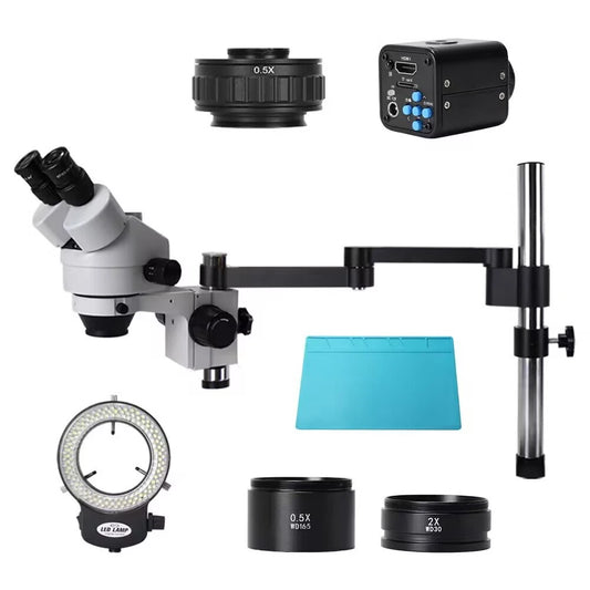 2K HD HAYEAR 7-90X Trinocular Microscope with 360° Swivel Arm for Mobile Phone Repair & Circuit Board Soldering