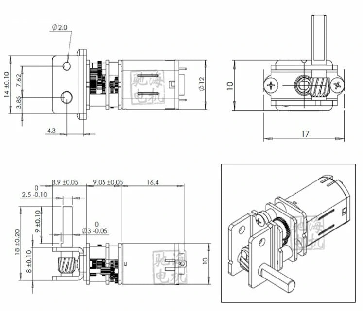 GM12-N20VA DC 6V 18rpm Worm Gear Motor Gear Box Worm Reducer Electric Motor