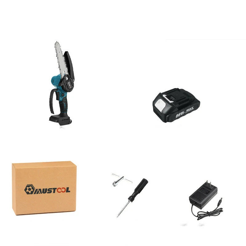 Cordless Electric Chainsaw 18V 1200W, 6-Inch Brush Motor Wood Cutter, 10,000 RPM, Optional Battery