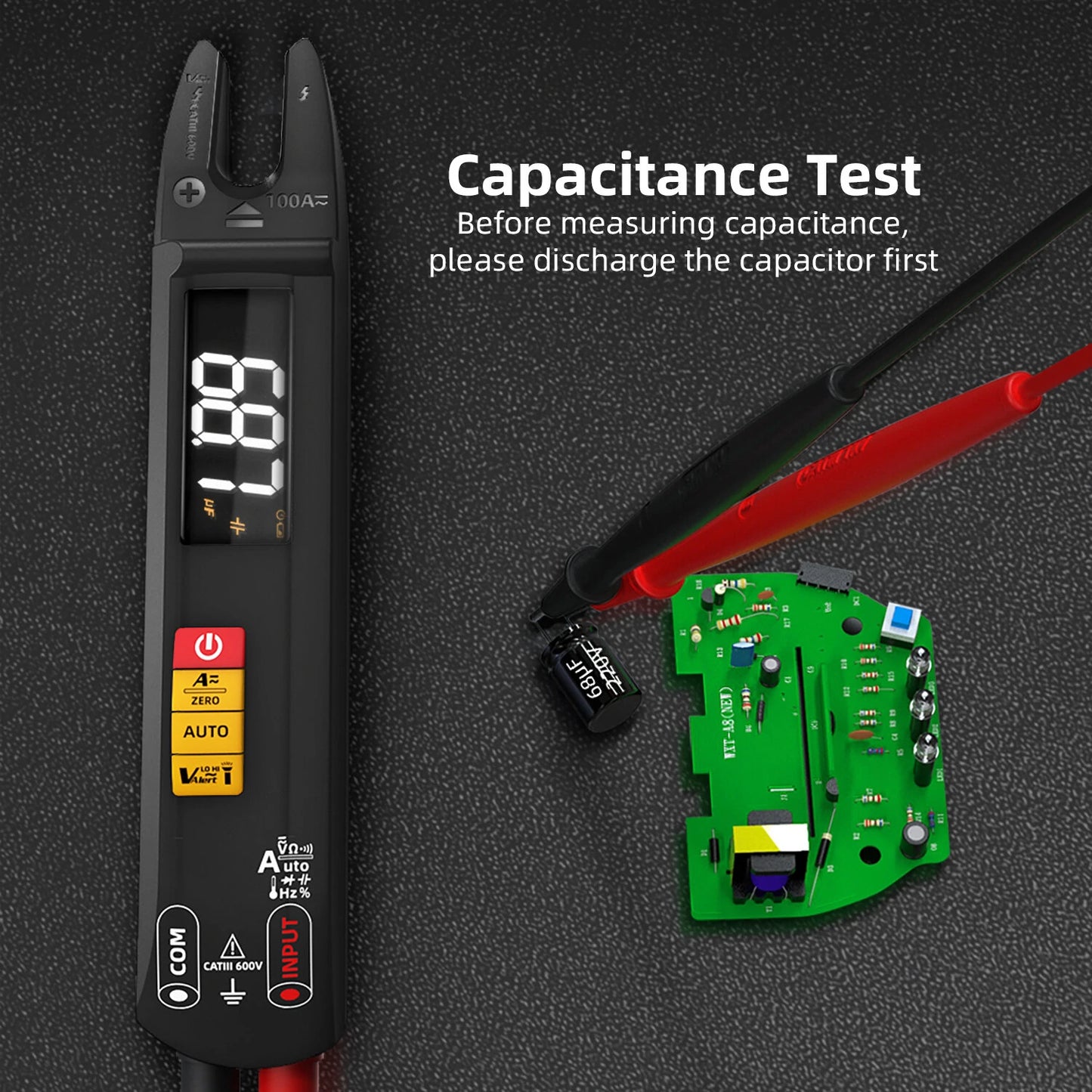 BSIDE U1 Intelligent Multimeter: LED Flashlight, AC/DC Recognition, Reliable Burn Protection, Capacitance Test, V~Alert Live Wire Check - Essential for Electrical Maintenance