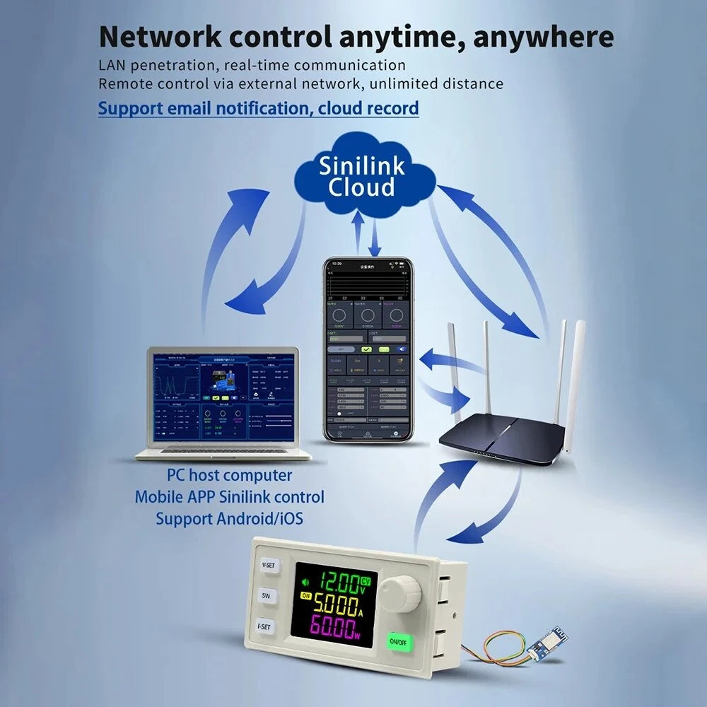 CNC DC Regulated Power Supply SK60X with MPPT, Keyboard Indicator, Adjustable DC Step-down for Solar Charging