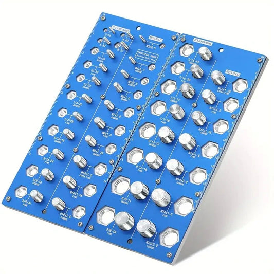 Metal Nut & Bolt Thread Checker Set - 21 SAE & 17 Metric Sizes for Easy Sorting & Identification