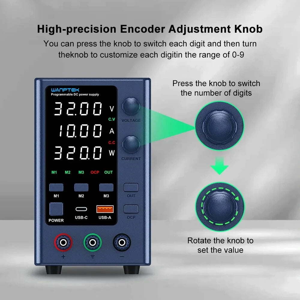 WANPTEK Digital Power Supply 0-160V 0-10A with Multi-Function Protection & Stability for Electronics - Model EPS Series