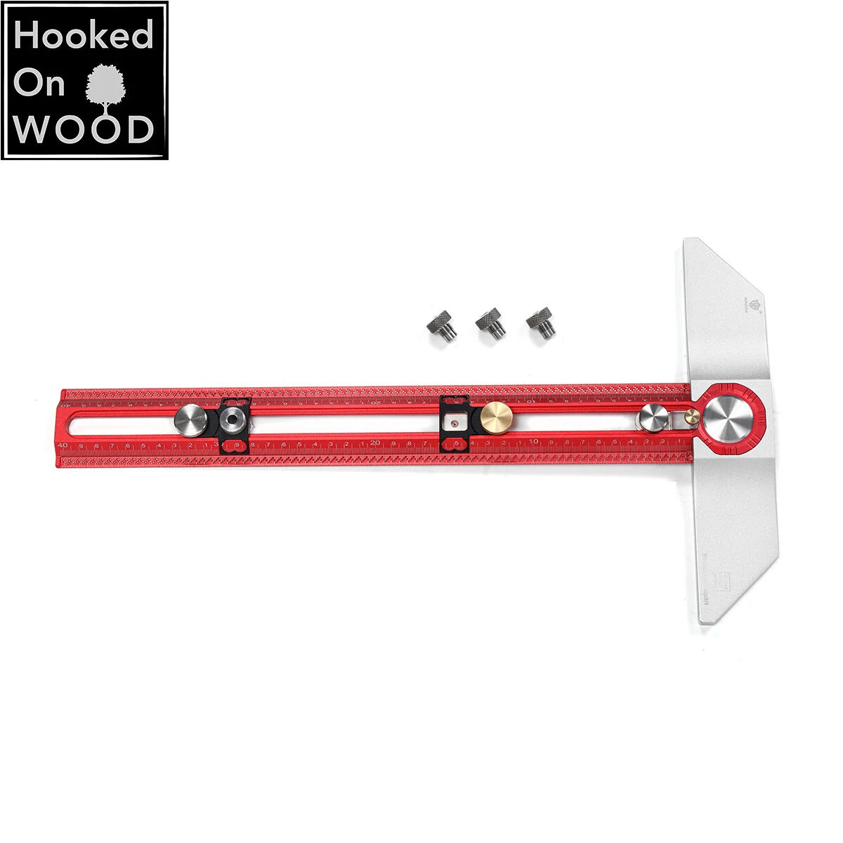 400mm Aluminum Alloy T-Square Ruler - Hooked Wood Marking Gauge & Hole Positioning Tool, HONGDUI MT-2465 PRO