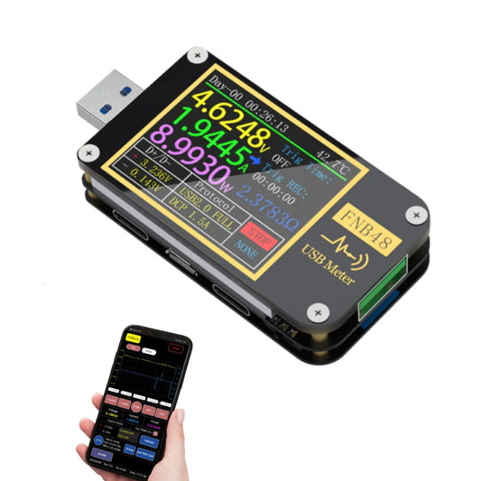FNB48 Bluetooth USB Tester: Voltmeter & Ammeter with USB-A/Micro USB/Type-C Interface