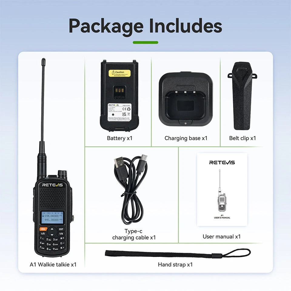 Retevis A61 5W IP67 Waterproof AM FM Air Band Walkie Talkie, GPS, Analog Ham Radio, Type-C Charging, Aviation Receiving Transceiver - NOAA Support