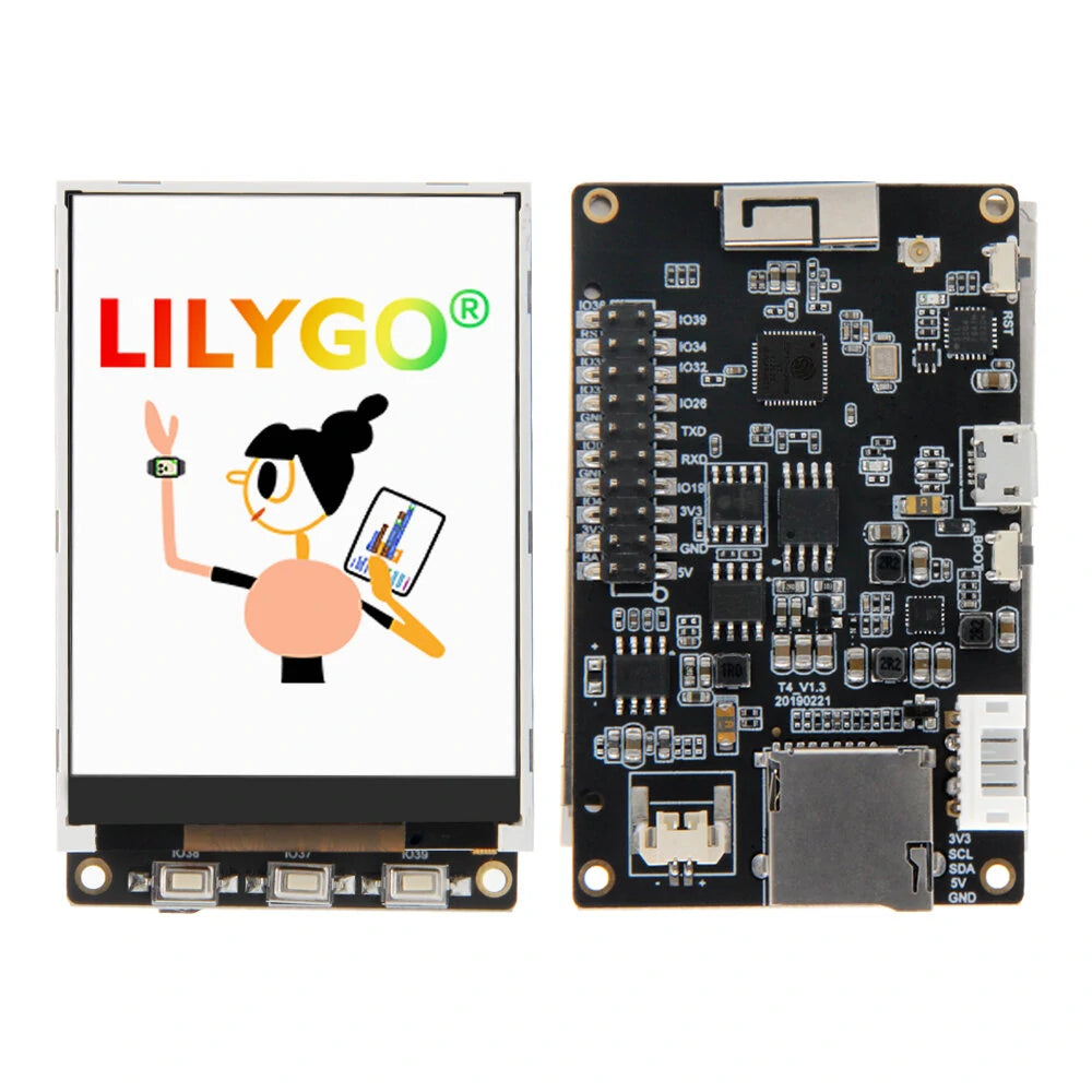 2.4 ILI9341 LCD Display, LILYGO® TTGO T4 V1.3 ESP32 Dev Board with CH9102F, WiFi & Bluetooth Module