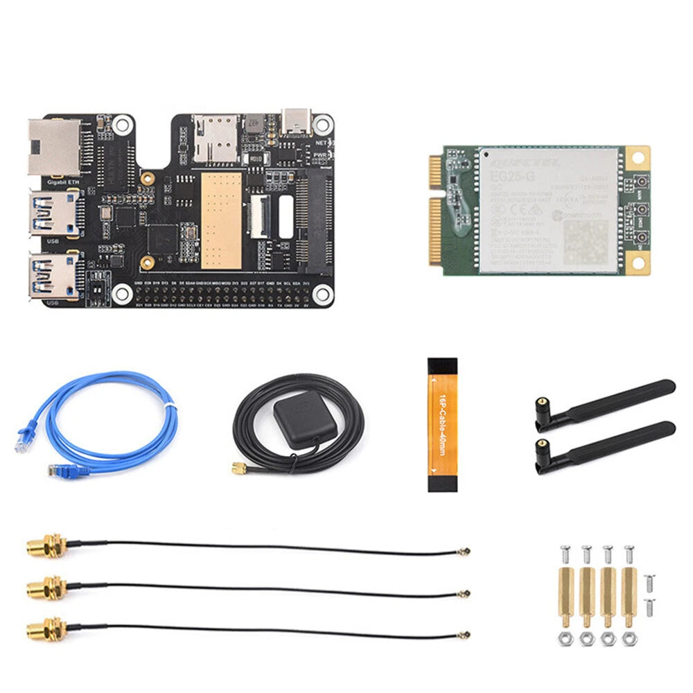 Raspberry Pi 5 MiniPCIe 4G & Gigabit Ethernet Adapter with USB 3.2 Expansion Board