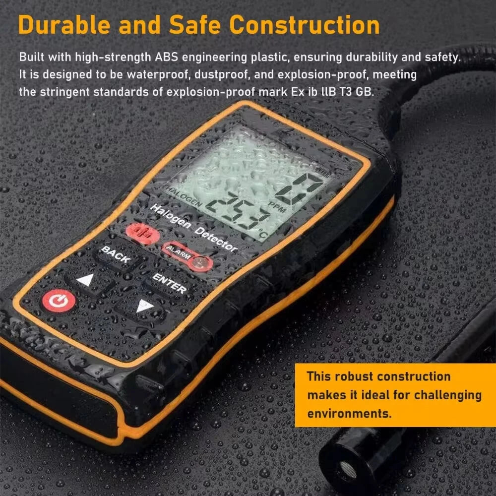 SNDWAY SW-743A Halogen Leak Detector with LCD Display for Car AC Refrigerants – 1PPM Sensitivity, Quick Response, Adjustable Alarm