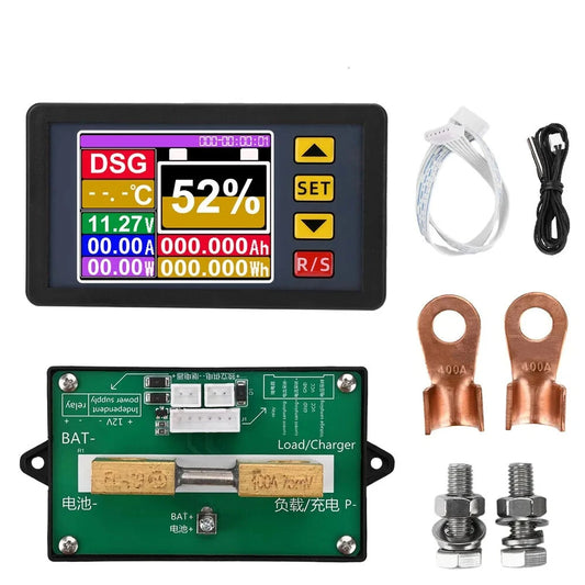 Multifunctional 2.4 Digital Voltmeter Ammeter 100-500A, DC7-200V Bidirectional Power Tester & Battery Monitor