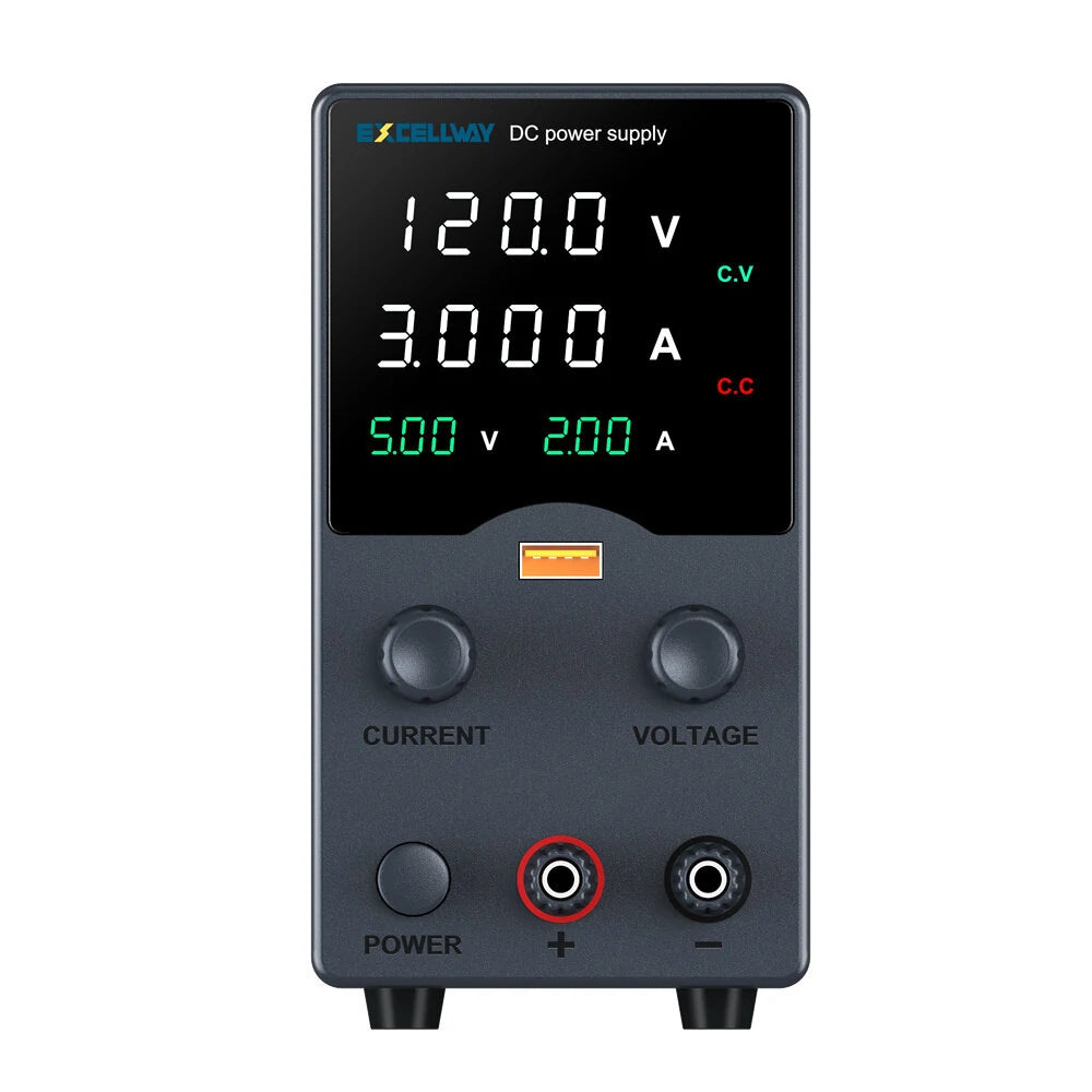 EXCELLWAY GA Series Variable Output Power Supply with USB Fast Charging and Comprehensive Display, Compact Design for Versatile Applications