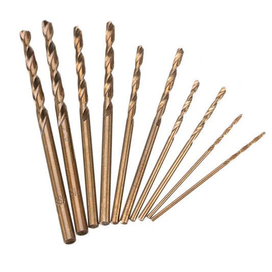 Drillpro 10pcs M35 Cobalt HSS Twist Drill Bit Set (1-3mm) High Speed Steel