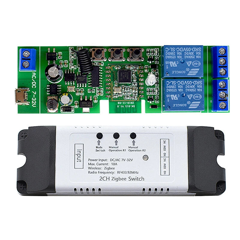 ZigBee Smart Relay Module 1/2/4CH Voice-Controlled Switch Compatible with Alexa & Google Home Requires Tuya Hub