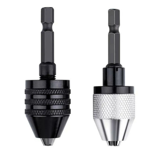 2PC Hex Shank Keyless Drill Chuck Adapter for Easy Bit Changes - Black & White, Compatible with Electric Grinder, Nail Machine, Engraving Machine