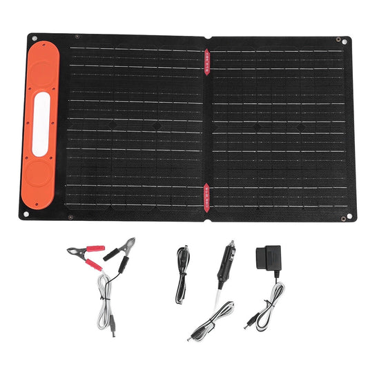 60W Waterproof Monocrystalline Solar Panel Charger with ETFE Coating, Magnetic Handle, USB & 9V PD Output for Outdoor Camping & Hiking