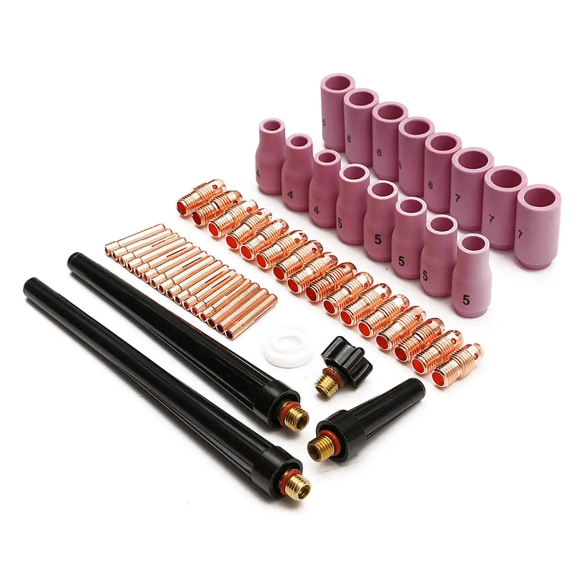 53-Piece TIG Welding Torch Replacement Parts Kit for WP-9/20/25 - Collet & Alumina Cup