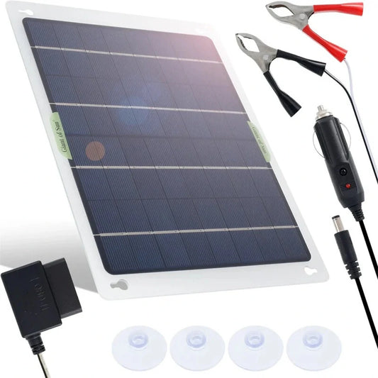 10W Portable Monocrystalline Solar Panel 27×22CM with Dual USB for Car, Travel, Boat, RV Battery Charger Accessories