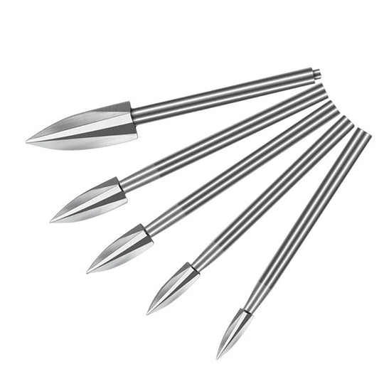 5Pcs Wood Carving Drill Bits Set - HSS Solid Carbide Root Milling Engraving Burr Woodworking Tools