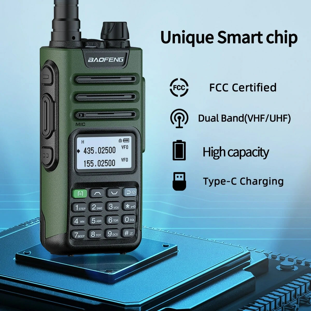 BaoFeng UV-13 PRO V2 Long Range Dual Band Two-Way Radio with Type-C Charger, 16KM Range