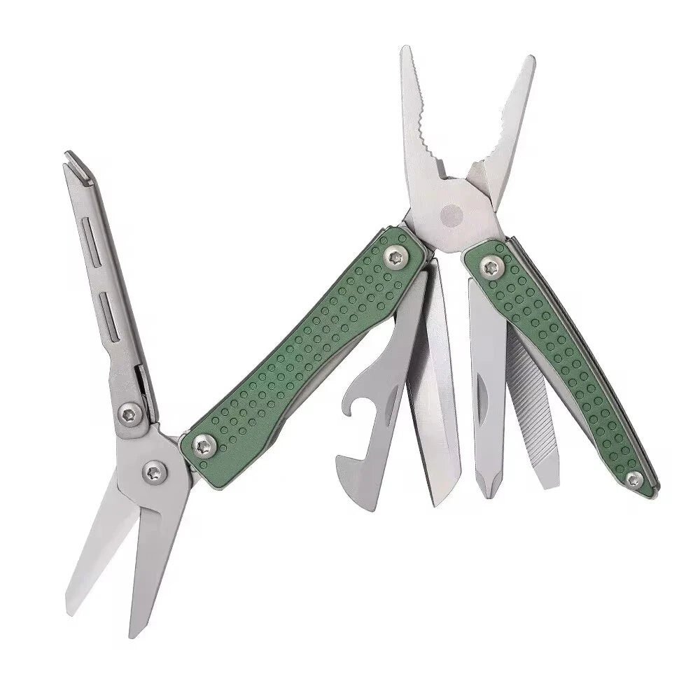 10-in-1 Multifunctional Mini EDC Tool - Stainless Steel Pliers, Screwdriver, Bottle Opener & Portable Outdoor Multitool